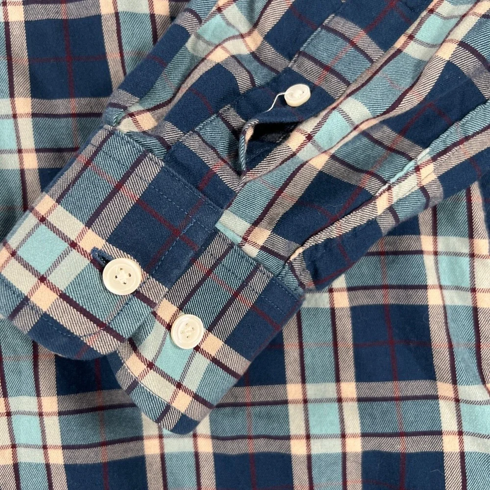 Banana Republic Shirt Mens Medium Blue Plaid Lightweight Flannel Button Up
